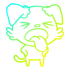 cold gradient line drawing cartoon disgusted dog