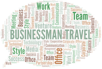 Obraz premium Businessman Travel word cloud. Collage made with text only.