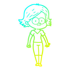 cold gradient line drawing happy cartoon girl