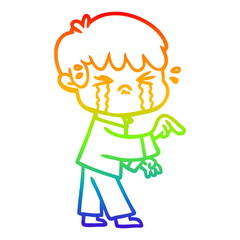 rainbow gradient line drawing crying boy cartoon