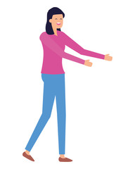 woman character standing female on white background