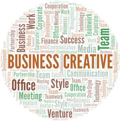 Business Creative word cloud. Collage made with text only.