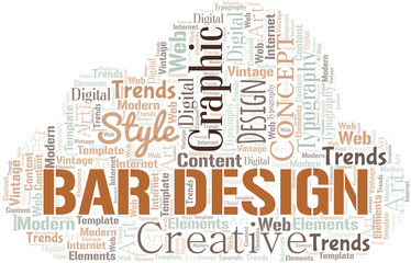 Bar Design word cloud. Wordcloud made with text only.