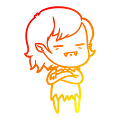 warm gradient line drawing cartoon undead vampire girl