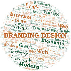 Branding Design word cloud. Wordcloud made with text only.