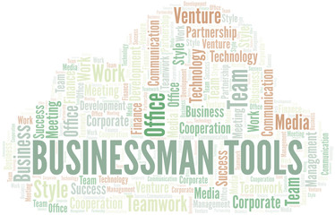Businessman Tools word cloud. Collage made with text only.