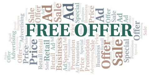 Free Offer word cloud. Wordcloud made with text only.
