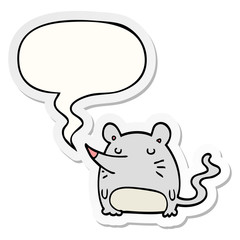 cartoon mouse and speech bubble sticker