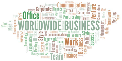 Fototapeta premium Worldwide Business word cloud. Collage made with text only.