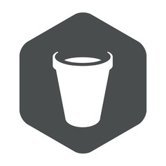 Icono plano vaso café espacio negativo en hexágono color gris