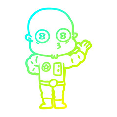 cold gradient line drawing waving weird bald spaceman