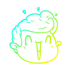 cold gradient line drawing cartoon male face surprised