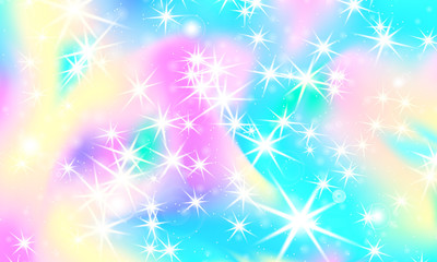 Unicorn rainbow background. Holographic sky