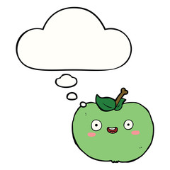 cartoon apple and thought bubble