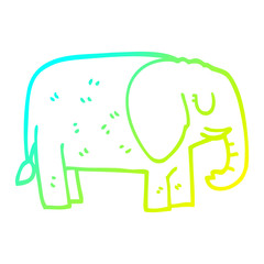 cold gradient line drawing cartoon elephant standing still