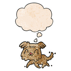 cartoon dog and thought bubble in grunge texture pattern style