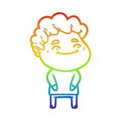 rainbow gradient line drawing cartoon friendly man