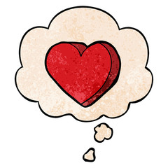 cartoon love heart and thought bubble in grunge texture pattern style