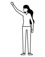 woman character standing female on white background