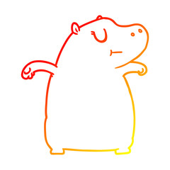 warm gradient line drawing cartoon hippo