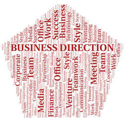 Obraz premium Business Direction word cloud. Collage made with text only.