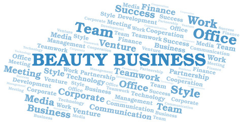 Fototapeta premium Beauty Business word cloud. Collage made with text only.