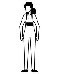 woman character standing female on white background