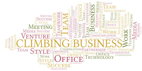 Fototapeta premium Climbing Business word cloud. Collage made with text only.