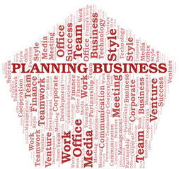 Obraz premium Planning Business word cloud. Collage made with text only.