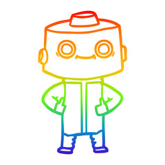 rainbow gradient line drawing cartoon robot