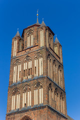 Tower of the historic Jacobi church in Stralsund, Germany