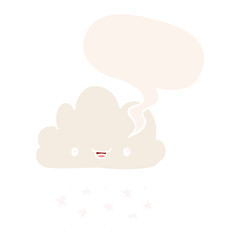 cartoon storm cloud and speech bubble in retro style
