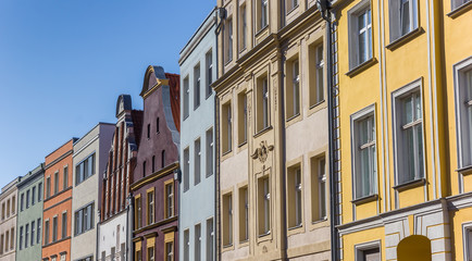 Fototapeta na wymiar Panorama of colorful houses in hanseatic city Stralsund, Germany