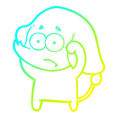 cold gradient line drawing cartoon unsure elephant