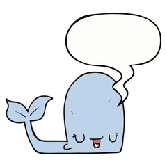 cartoon happy whale and speech bubble