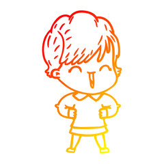 warm gradient line drawing cartoon laughing woman