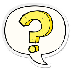 cartoon question mark and speech bubble sticker