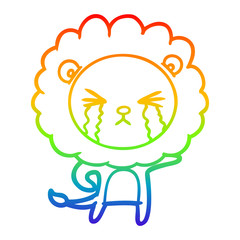 rainbow gradient line drawing cartoon crying lion