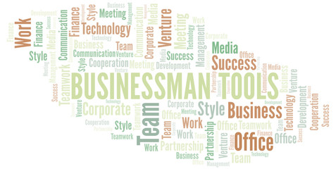 Businessman Tools word cloud. Collage made with text only.