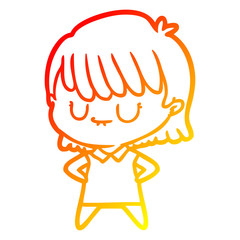 warm gradient line drawing cartoon woman