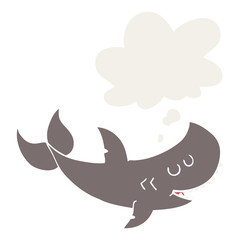 cartoon shark and thought bubble in retro style