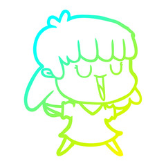 cold gradient line drawing cartoon woman