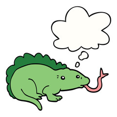 cartoon lizard and thought bubble