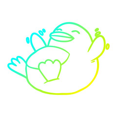 cold gradient line drawing happy cartoon penguin