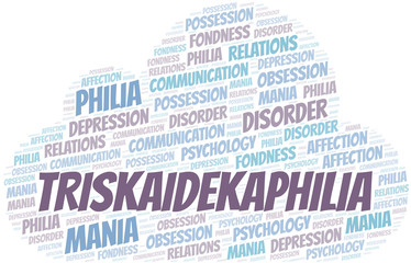 Obraz premium Triskaidekaphilia word cloud. Type of Philia.