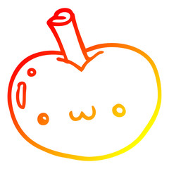 warm gradient line drawing cartoon apple