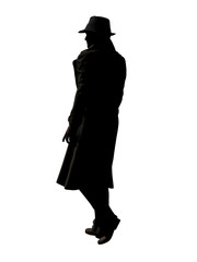 Walking Man with Trenchcoat 3-D-Illustration