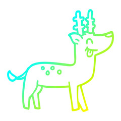 cold gradient line drawing cartoon happy reindeer