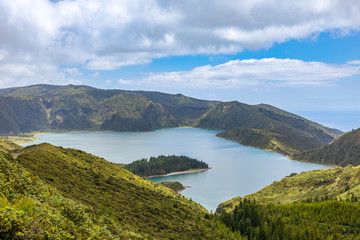 Fototapeta na wymiar Crater Lake Lagoa do Fogo, Sao Miguel Island, Azores