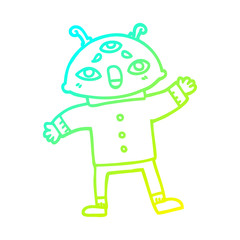 cold gradient line drawing cartoon alien space man